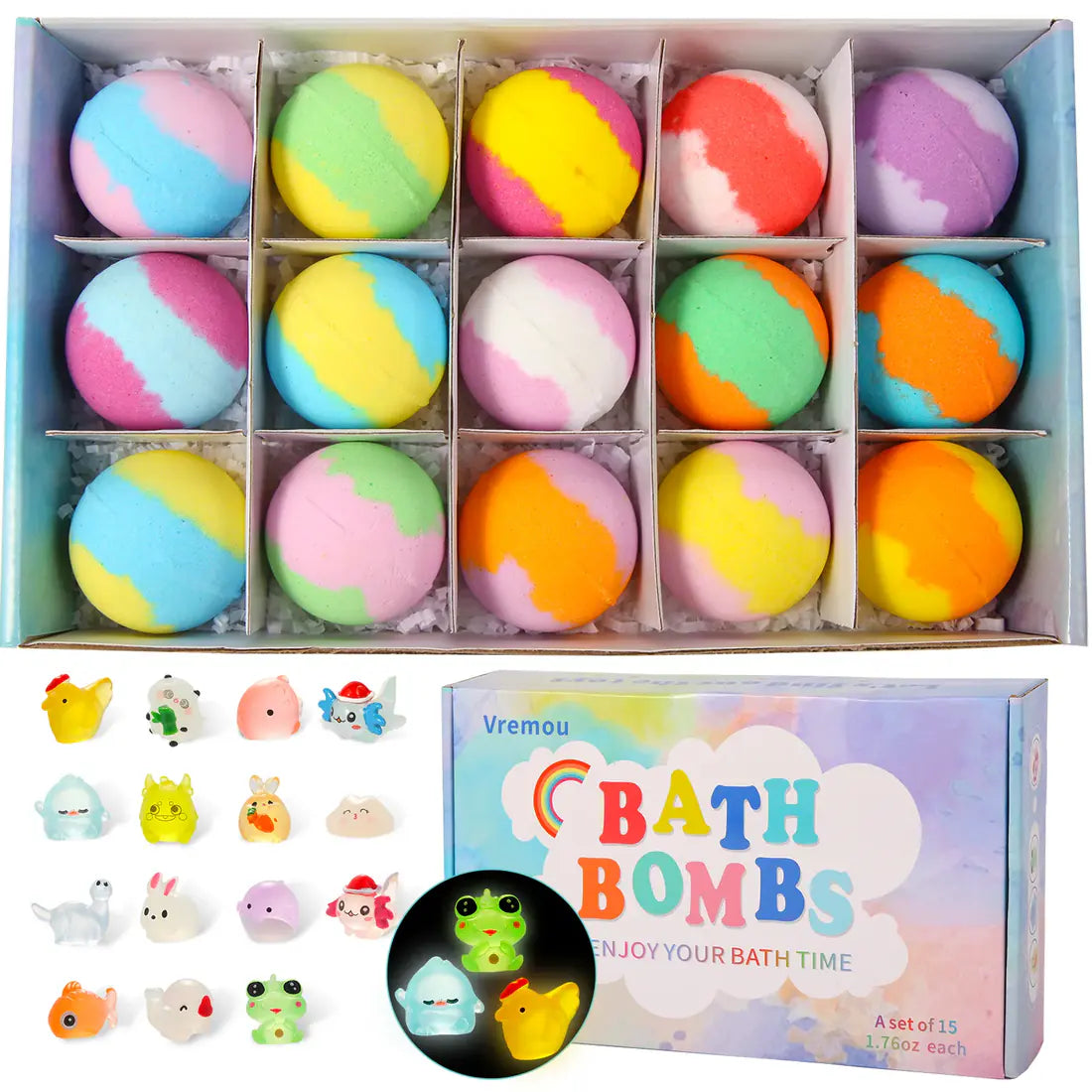 Kids Bath Bombs with Toys Inside (15-Piece Set)